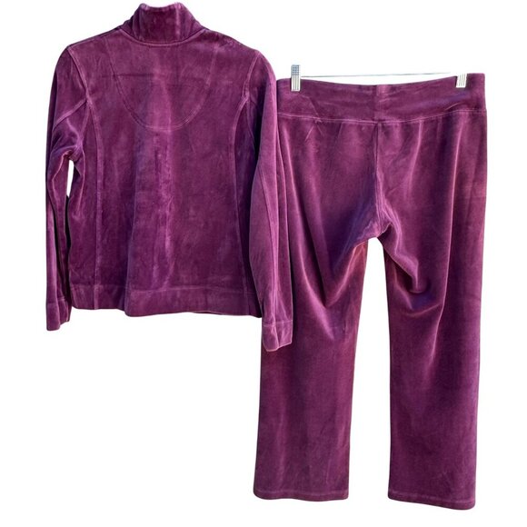 Norsport Vintage 90s Womens Purple Velour Tracksuit Set Jacket & Pants Petite M - Picture 2 of 12